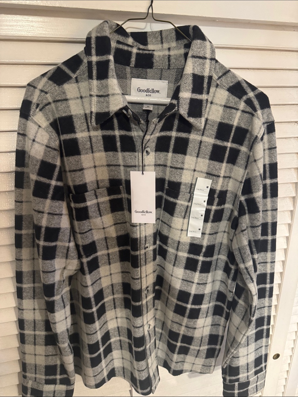 Goodfellow & Co Black and White Plaid Button-Up Shirt